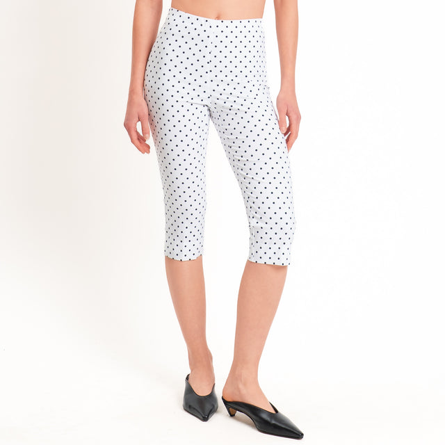 Tensione in-Pantalone capri con pois - Bianco