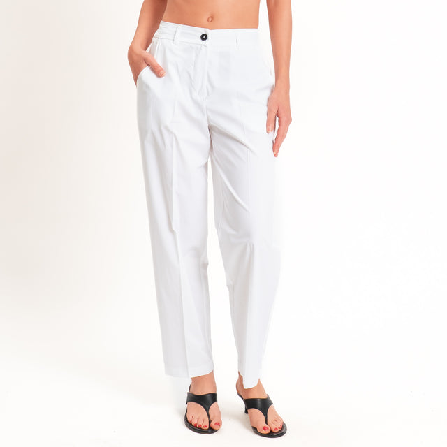Tensione in-Pantalone cotone superlight elastico dietro - bianco