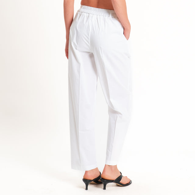 Tensione in-Pantalone cotone superlight elastico dietro - bianco