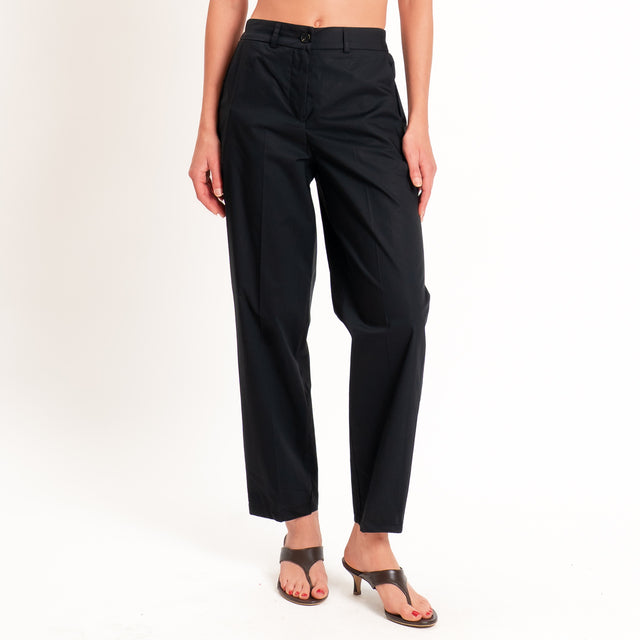 Tensione in-Pantalone cotone superlight elastico dietro - nero