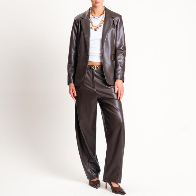 Tensione in- Pantalone Barrel similpelle - moro