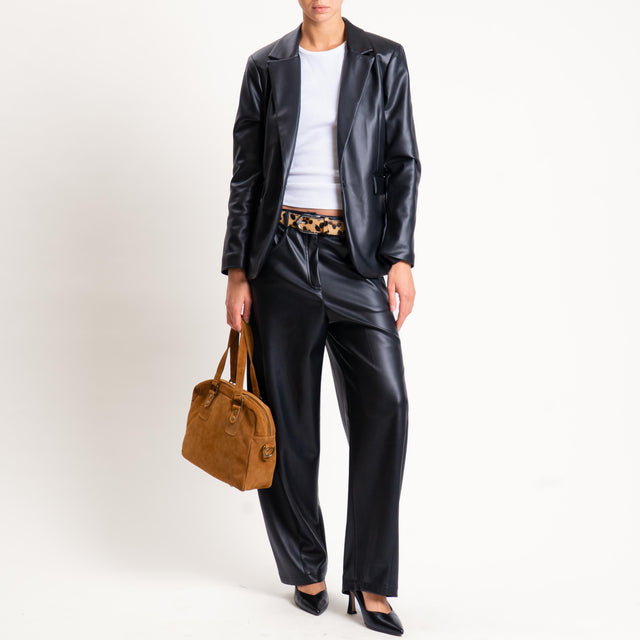 Tensione in- Pantalone Barrel similpelle - Nero