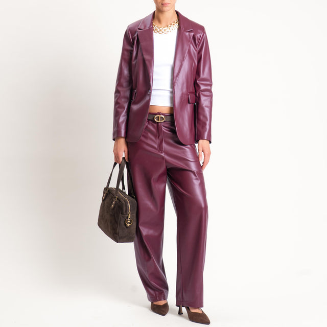 Tensione in- Pantalone Barrel similpelle - amarone