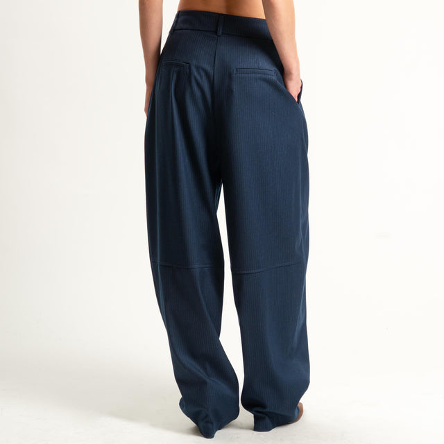 Tensione in-Pantalone gessato con pinces - blu