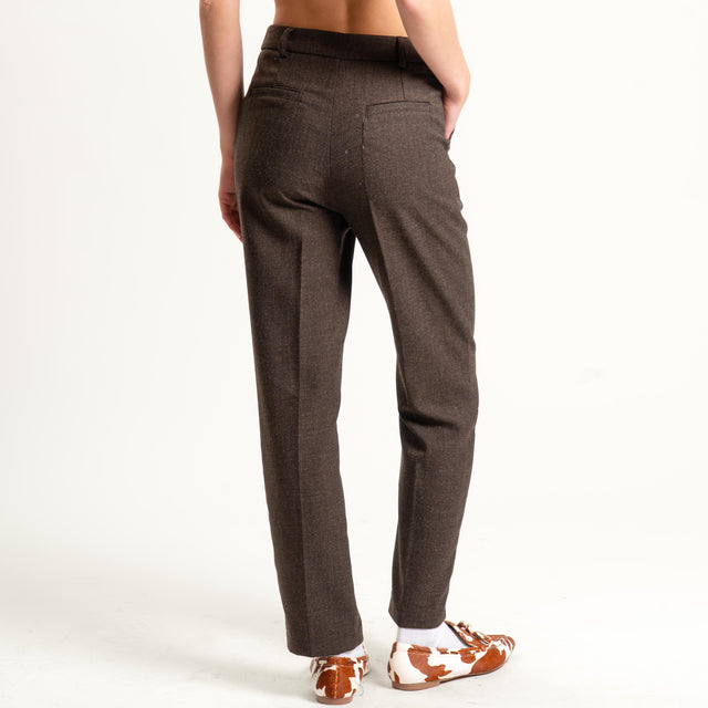 Tensione in- Pantalone tessuto diagonale - moro melange
