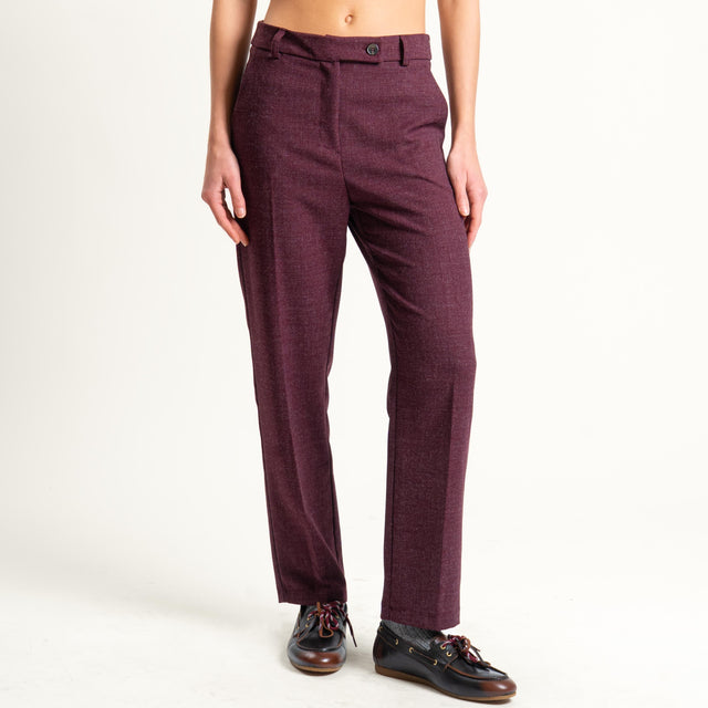 Tensione in- Pantalone tessuto diagonale - Bordeaux melange