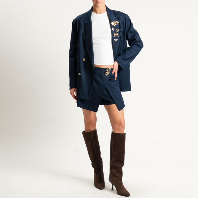 Tensione in-Shorts gessato portafoglio con spilla - blu