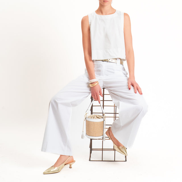 Tensione in-Gilet bottone dietro - bianco