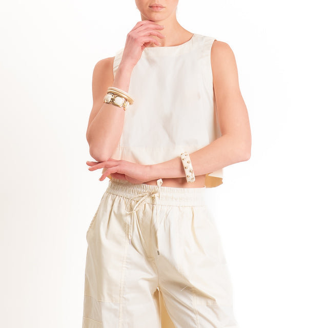 Tensione in-Gilet bottone dietro - vaniglia