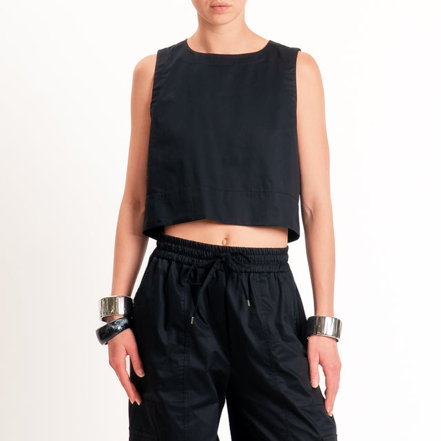 Tensione in-Gilet bottone dietro - nero