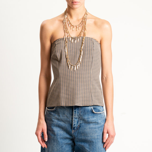 Tensione in-Top a fascia check - beige/moro/nero