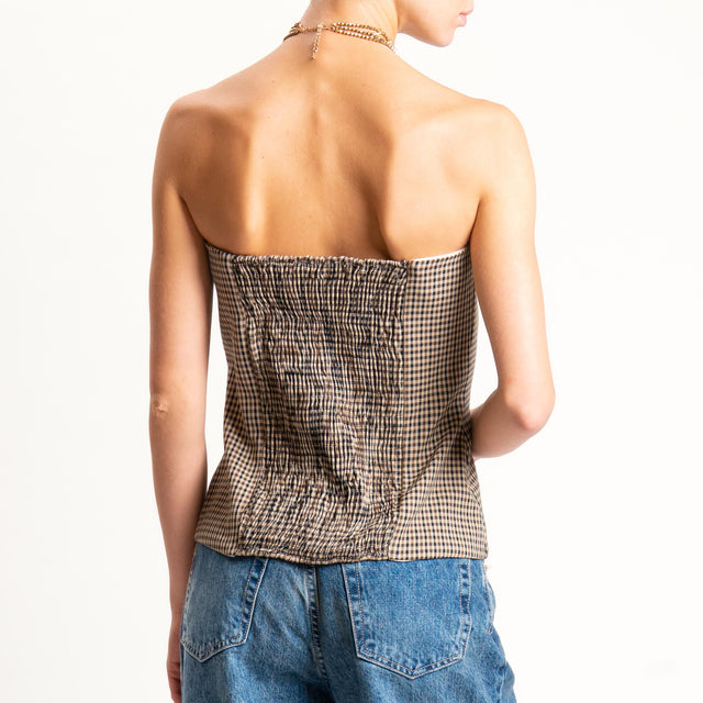 Tensione in-Top a fascia check - beige/moro/nero