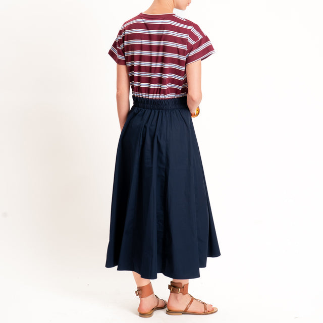 Tensione in-Abito righe doppio tessuto - bordeaux/celeste/blu