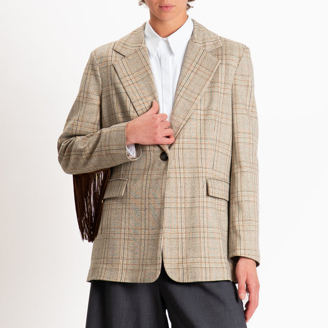 Tensione in-Giacca check con frange - beige/moro