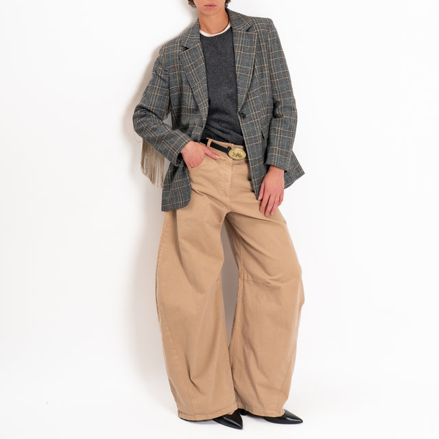 Tensione in-Giacca check con frange - grigio/beige