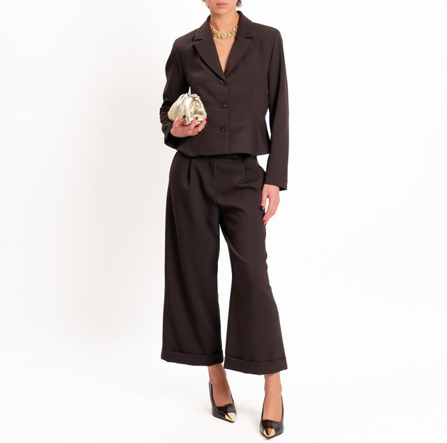 Tensione in-Giacca slim fit doppio crêpe - moro
