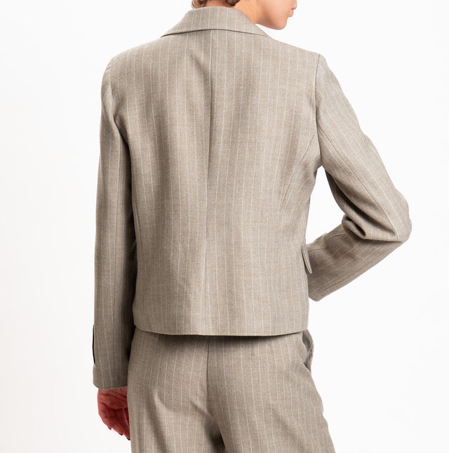 Tensione in-Giacca crop gessata - beige