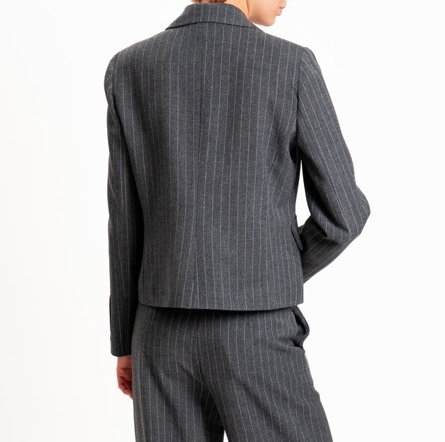 Tensione in-Giacca crop gessata - grigio