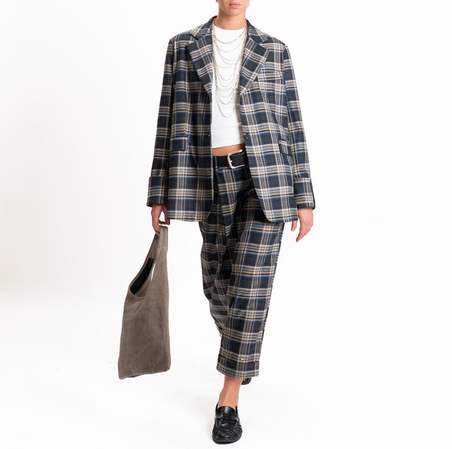 Tensione in-Giacca check oversize - blu/antracite/taupe