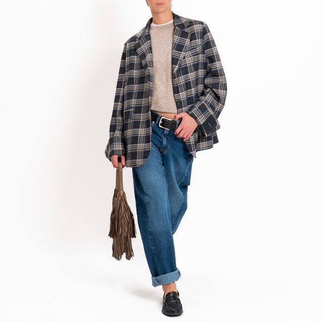 Tensione in-Giacca check oversize - blu/antracite/taupe