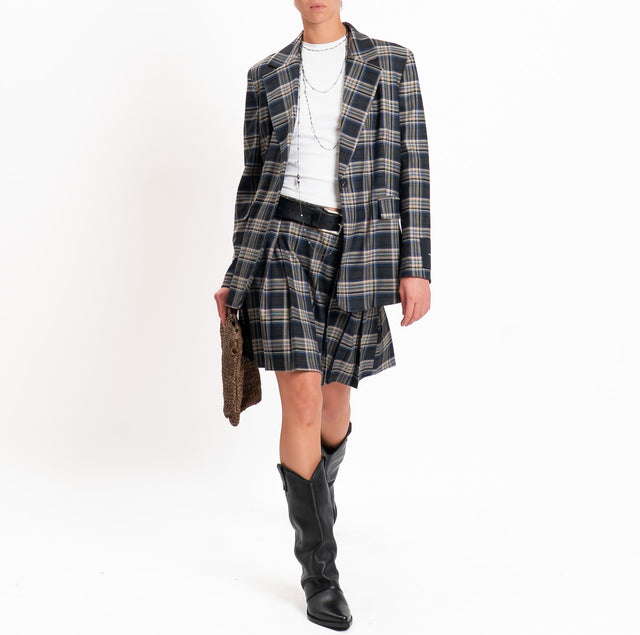 Tensione in-Giacca check spacco dietro - blu/antracite/taupe