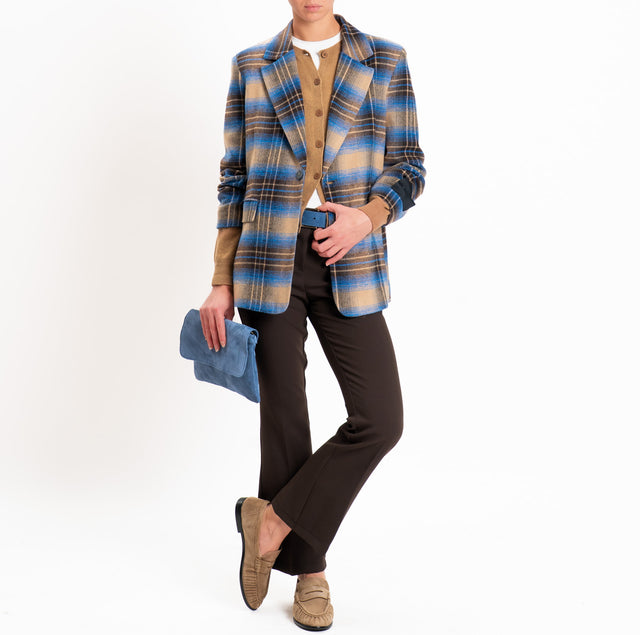 Tensione in-Giacca check spacco dietro in flanella - beige/royal/moro