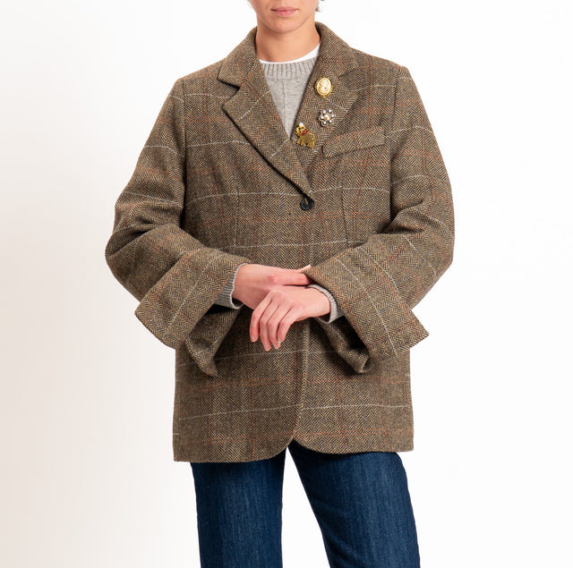 Tensione in-Giacca over misto lana con spille - moro/beige