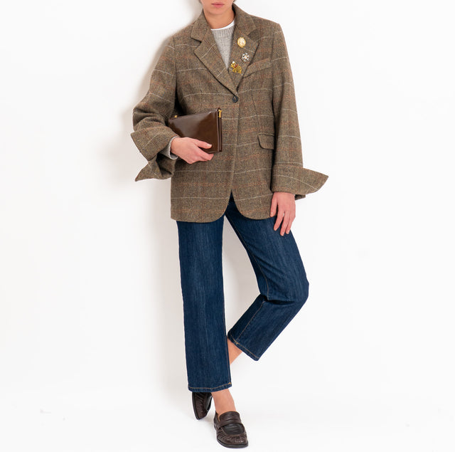 Tensione in-Giacca over misto lana con spille - moro/beige