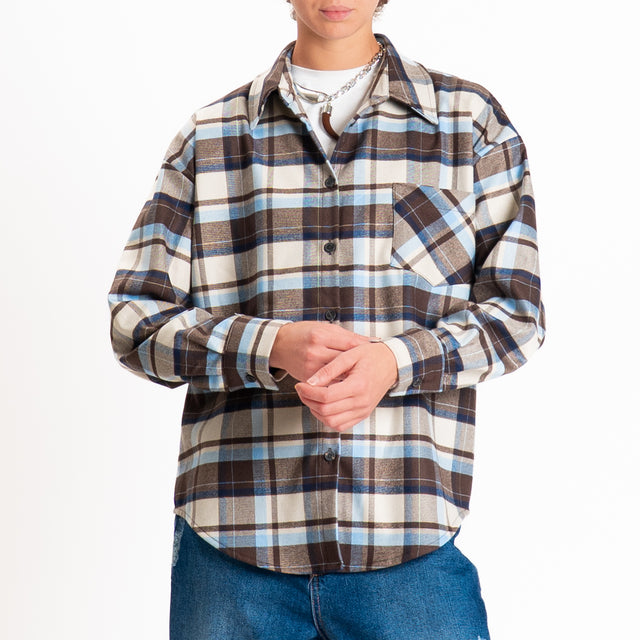 Tensione in-Camicia check flanella - sky/burro/moro