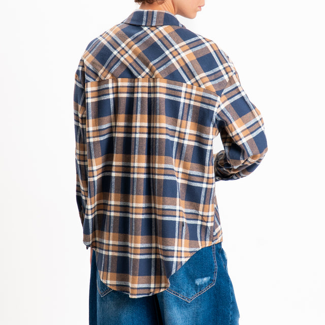 Tensione in-Camicia check flanella - blu/burro/tabacco