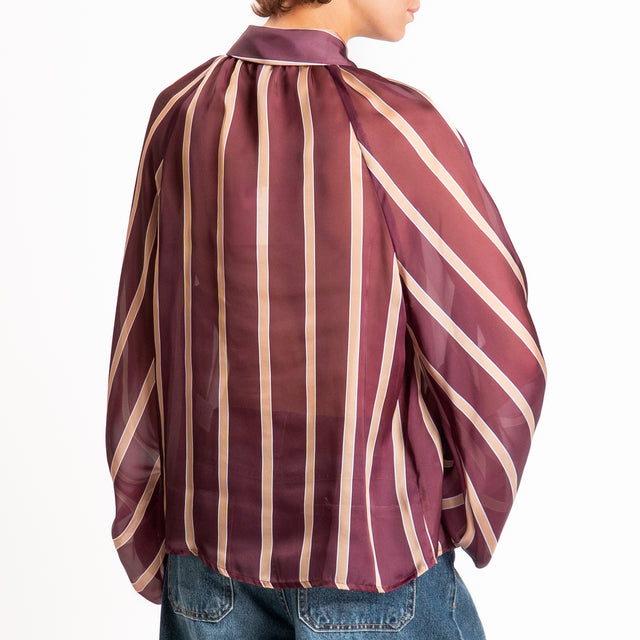 Tensione in-Camicia righe manica palloncino - bordeaux/beige