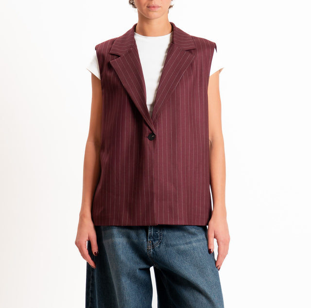Tensione in-Gilet gessato spacchi laterali - Bordeaux