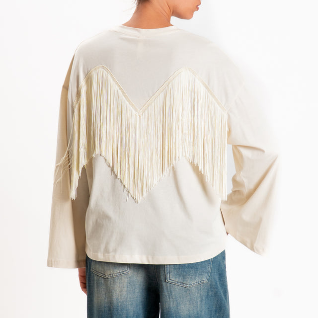 Tensione in-T-shirt con frange - burro/burro