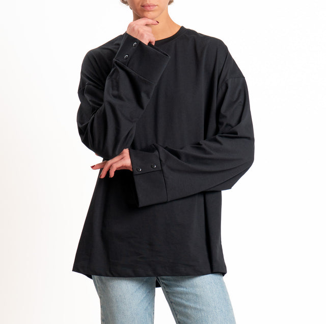 Tensione in-T-shirt oversize manica ampia - nero