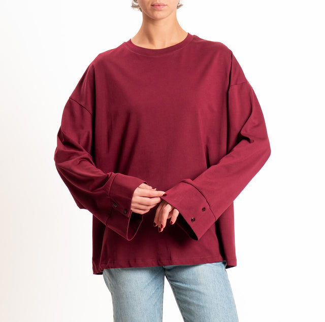 Tensione in-T-shirt oversize manica ampia - vino