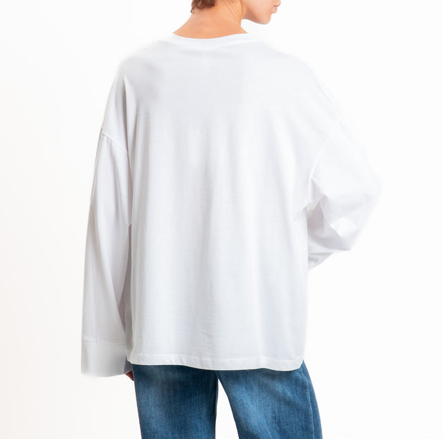 Tensione in-T-shirt oversize manica ampia - bianco