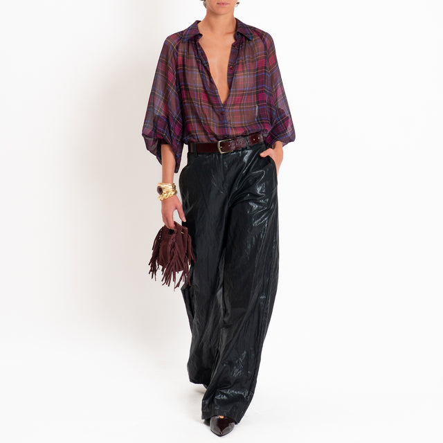 Tensione in-Pantalone wide leg similpelle invecchiata - nero