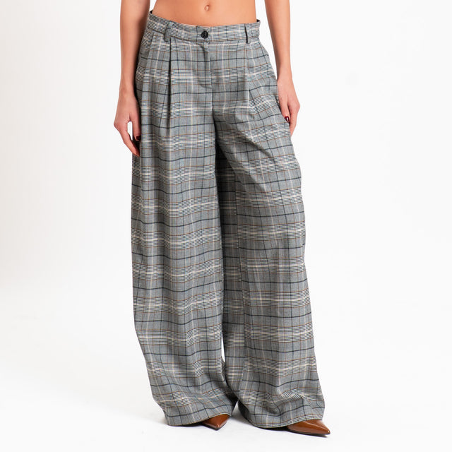Tensione in-Pantalone principe di galles con pince - stone/cuoio/nero