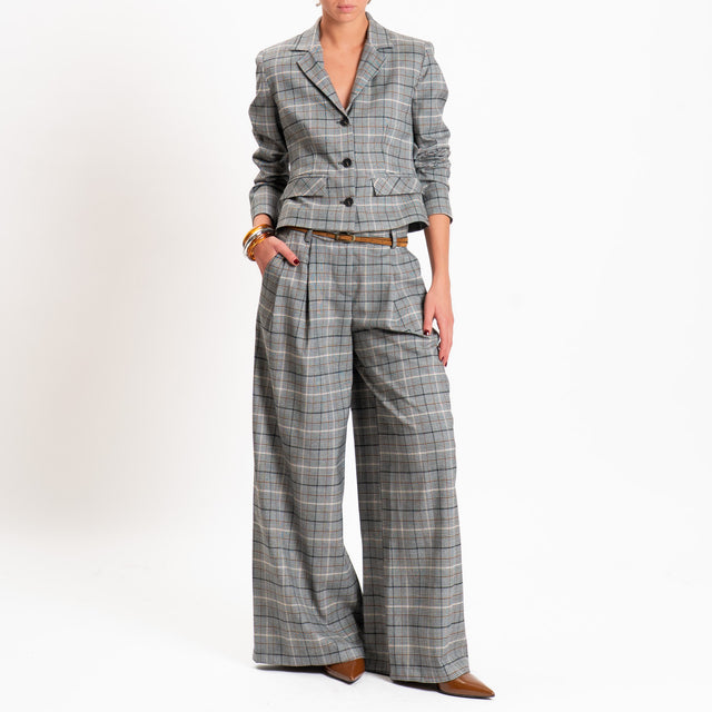 Tensione in-Pantalone principe di galles con pince - stone/cuoio/nero