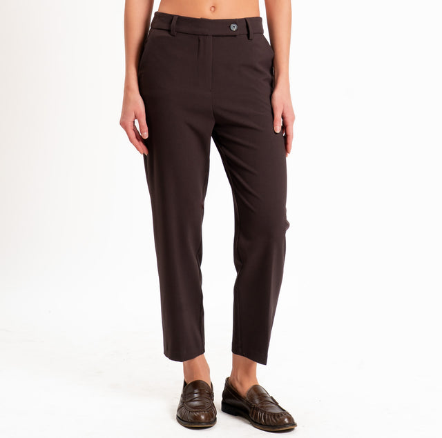 Tensione in-Pantalone elasticizzato straight fit - moro