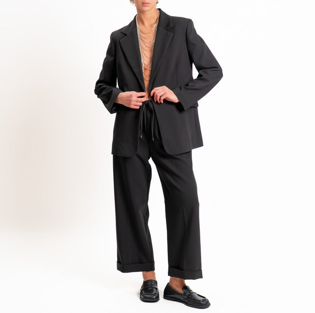 Tensione in-Pantalone doppio crêpe con coulisse - nero