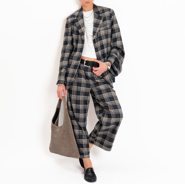 Tensione in-Pantalone check con risvolto - blu/antracite/taupe