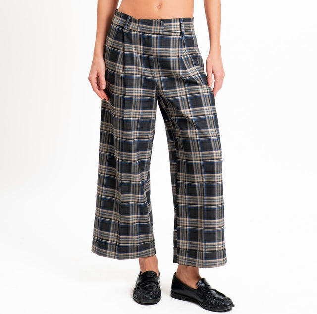 Tensione in-Pantalone check con risvolto - blu/antracite/taupe