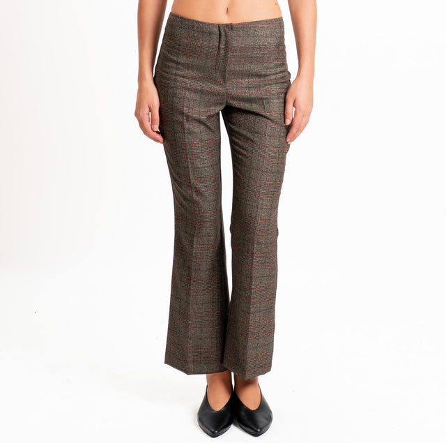 Tensione in-Pantalone principe di galles flare cut - beige/nero/rosso