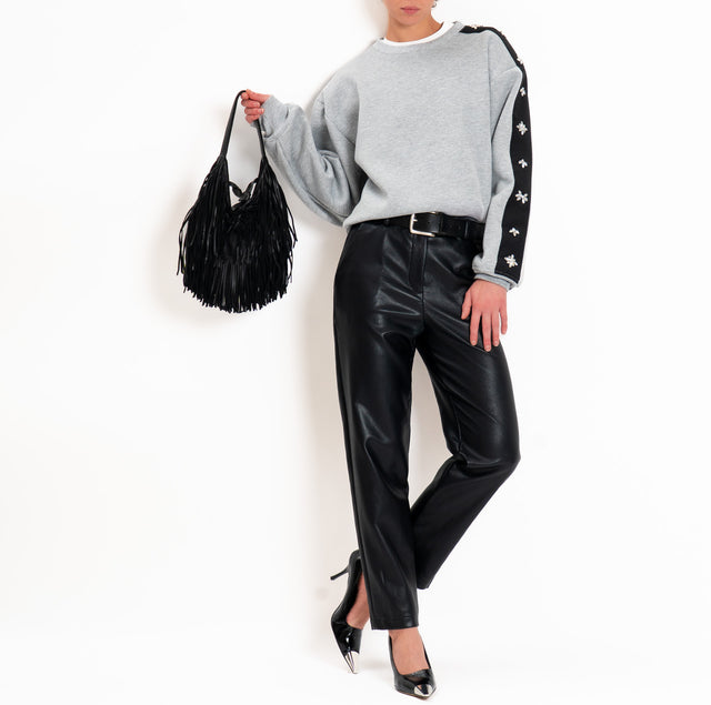 Tensione in-Pantalone similpelle tasche francesi - nero