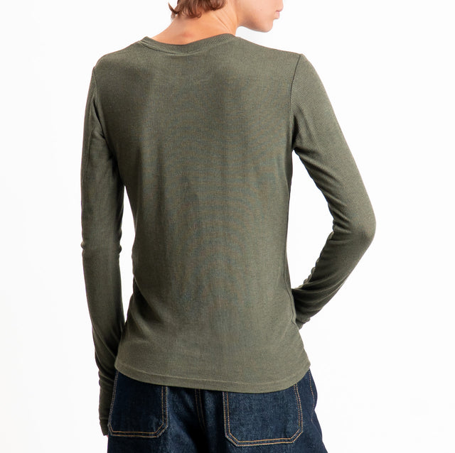 Tensione in-Maglia misto cashmere polsino con asola - militare