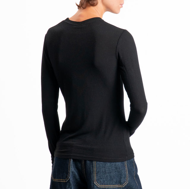 Tensione in-Maglia misto cashmere polsino con asola - nero