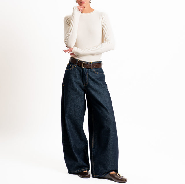 Tensione in-Maglia misto cashmere polsino con asola - burro