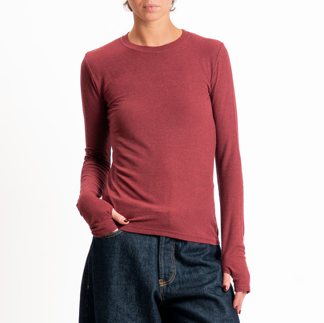 Tensione in-Maglia misto cashmere polsino con asola - vino