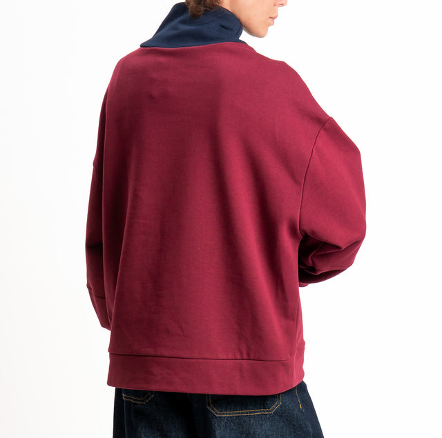 Tensione in-Felpa zip jumper bicolore - bordeaux/blu